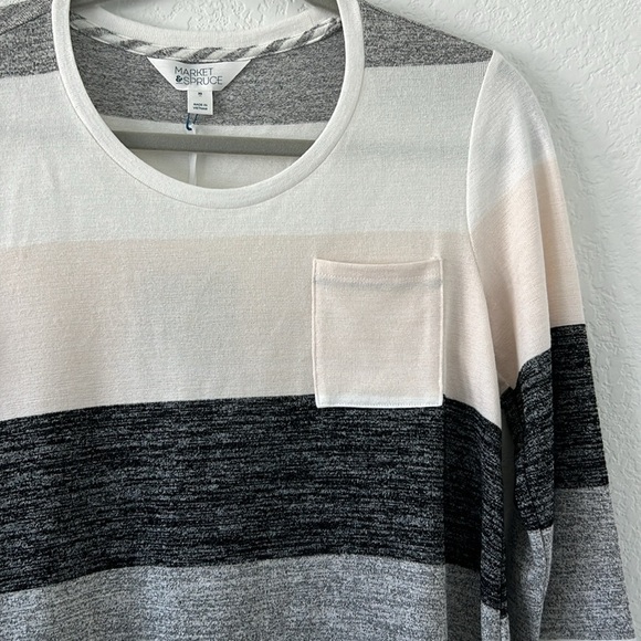 NWT Market & Spruce Vreelan 1 Pocket Side Knot Striped Knit Top Size XS - Picture 3 of 6
